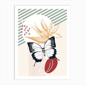 Butterfly And Flowers Art Print