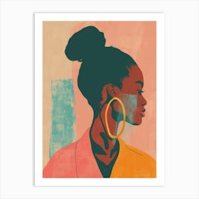 Portrait Of A Woman With Hoop Earrings Art Print