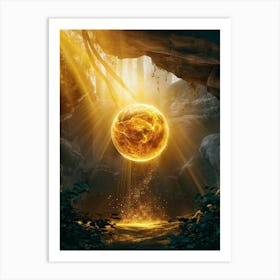 Golden Ball In A Cave Art Print