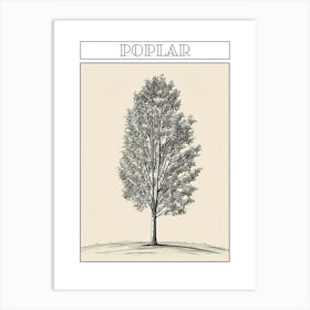 Poplar Tree Minimalistic Drawing 1 Poster Art Print