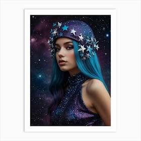 Girl in a star hat Art Print