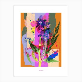 Larkspur 1 Neon Flower Collage Poster Art Print