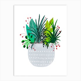 Grey Potted Plants Art Print