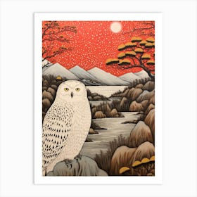 Bird Illustration Snowy Owl 2 Art Print