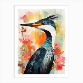 Bird Painting Collage Cormorant 4 Art Print