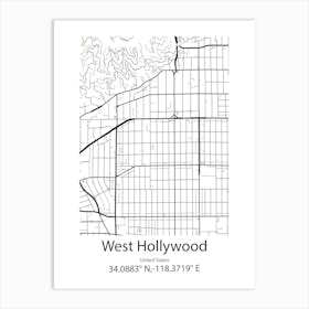 West Hollywood,United States Minimalist Map Poster