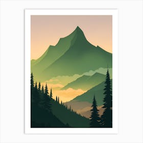 Misty Mountains Vertical Background In Green Tone 4 Art Print