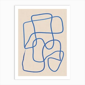 Abstract Scribble In Blue Line Art Print
