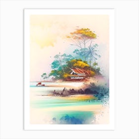 Pulau Kapas Malaysia Watercolour Pastel Tropical Destination Art Print