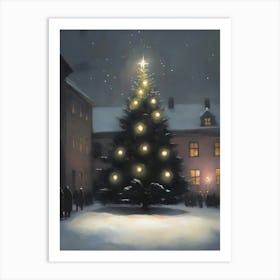 Christmas Tree In The Snow 10 Art Print