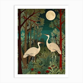 william morris Two Cranes In The Forest Art Print