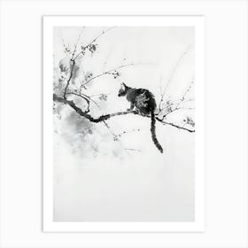 Cat On A Tree Branch Art Print