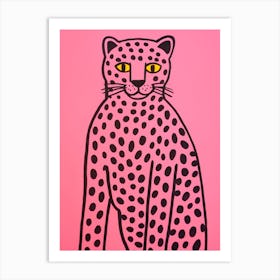 Pink Polka Dot Cougar 5 Art Print