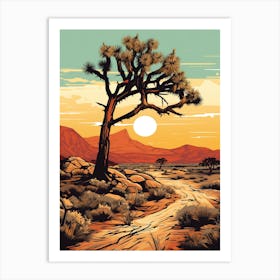 Joshua Tree In Desert In Gold And Black (2) Art Print