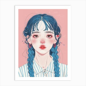 Blue Haired Girl 13 Art Print