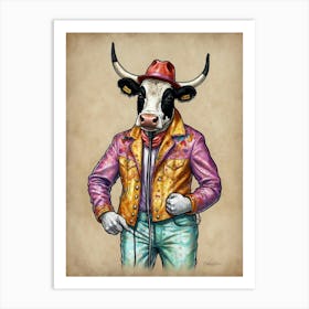 Cowboy Cow Art Print