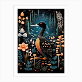 Folk Bird Illustration Common Loon 3 Art Print