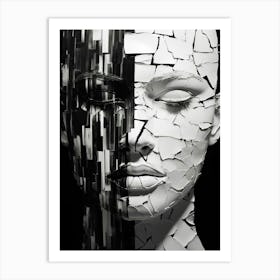 Fractured Identity Abstract Black And White 5 Art Print