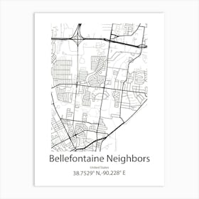 Bellefontaine,United States Minimalist Map Art Print