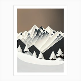 Snowflakes In The Mountains, Snowflakes, Retro Minimal 2 Art Print