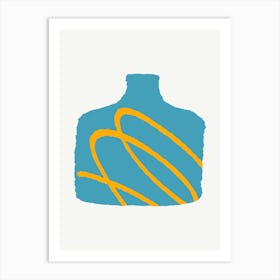 Blue And Yellow Abstract Bottle Art Print