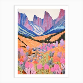 Cradle Mountain Australia 3 Colourful Mountain Illustration Art Print