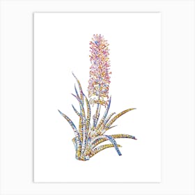 Stained Glass Snake Plant Mosaic Botanical Illustration on White n.0294 Art Print