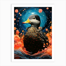 Duck In The Night Art Print
