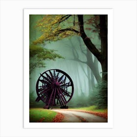 Water Wheel In The Forest Art Print