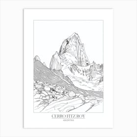 Cerro Fitz Roy Argentina Line Drawing 6 Poster Art Print