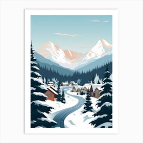 Retro Winter Illustration Banff Canada 3 Art Print