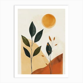 Abstract Painting sun and plant Art Print