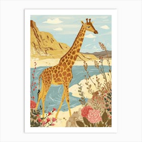 Giraffe By The Water 1 Art Print