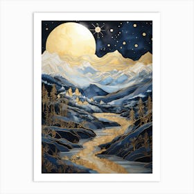 Moonlight In The Mountains 2 Art Print