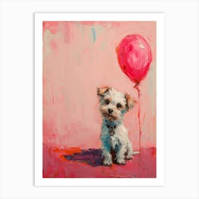 Cute Dog 4 With Balloon Art Print
