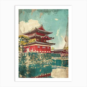 Kyoto Imperial Castle Mid Century Modern Art Print