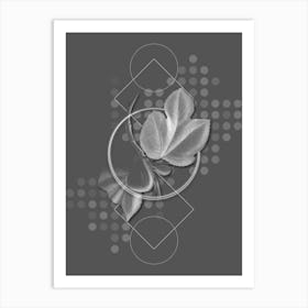 Vintage Fig Botanical with Line Motif and Dot Pattern in Ghost Gray n.0298 Art Print