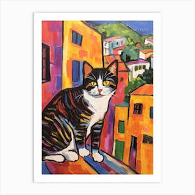 Painting Of A Cat In Byblos Lebanon 2 Art Print