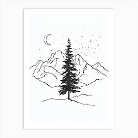 Pine Tree In The Mountains Art Print