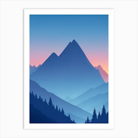 Misty Mountains Vertical Composition In Blue Tone 34 Art Print