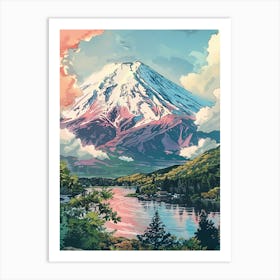 Mount Fuji Japan 10 Retro Illustration Art Print