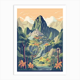 Machu Picchu   Cusco, Peru   Cute Botanical Illustration Travel 1 Art Print