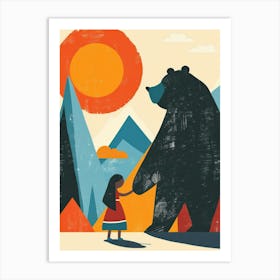 Bear And Girl 7 Art Print