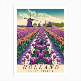 Holland Tulip Fields Travel Poster Art Print