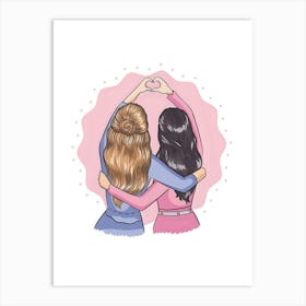 Two Friends Making A Heart Art Print