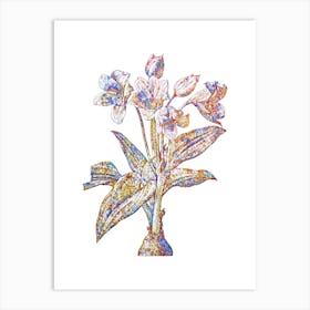 Stained Glass Crinum Giganteum Mosaic Botanical Illustration on White n.0318 Art Print