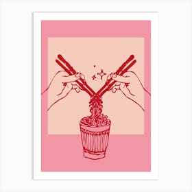 Sharing a cup of noodles with you Art Print