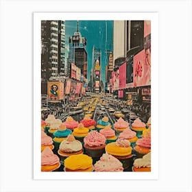 Kitsch New York Cupcake Collage 1 Art Print