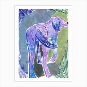 Purple Dog - animal hand drawn vertical Art Print