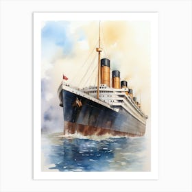 Titanic Ship On The Sea Watercolour 1 Art Print